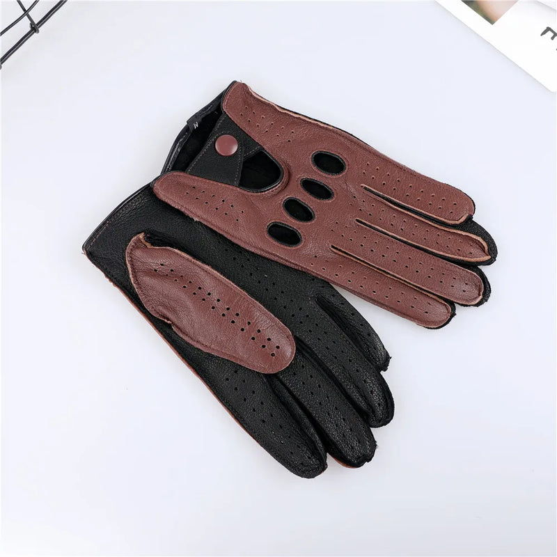 Genuine Leather Glove Men's Autumn Winter Driving Gloves With Holes Breathable