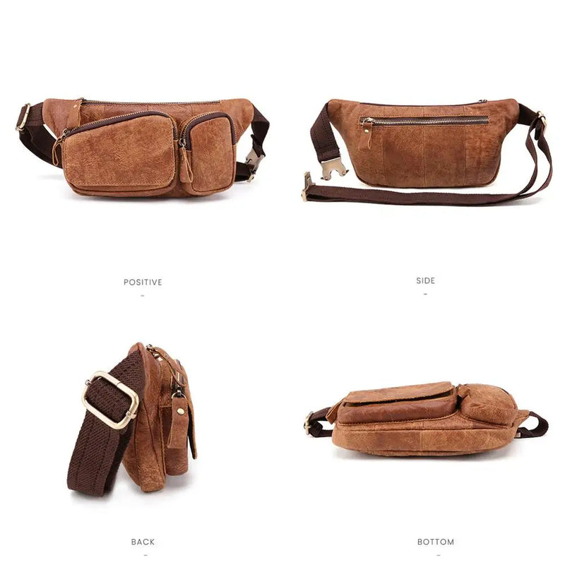 Men's Genuine Leather Waist Packs Belt Bags Man Chest Bag Men Shoulder Messenger Bag Male Travel Bag