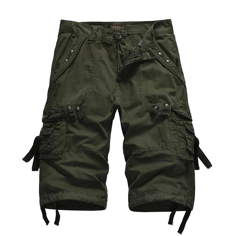 Summer Cargo Shorts Men Cotton Casual Outdoor Military Men's Shorts Calf-Length Pants Men