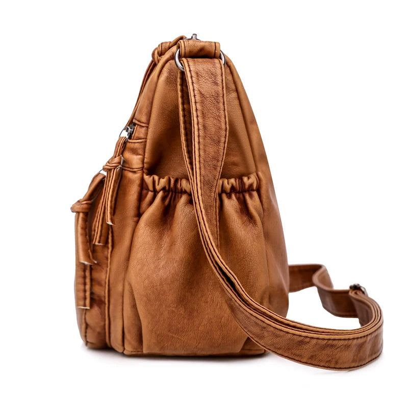 Women Shoulder Bag Leather Crossbody Bag Soft Women Purse Multi-pockets Messenger Bag Designer Flap Bag Lady Handbag