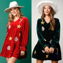 Autumn Women dress Christmas Sequins Velvet Warm Festive Dresses