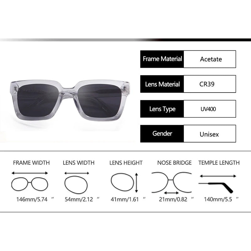 Retro Square Acetete Sunglasses Womens Green Rectangle Driving Shades Sunglasses Men Chunky Frame UV Protection
