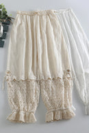 Summer Sweet Solid Embroidered Pants Women Elastic Waist Casual Pants