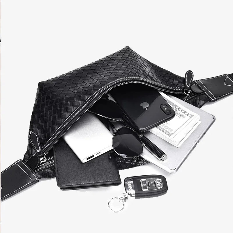 Designer Men's Waist Bags Weave Chest Pack Casual Fanny Pack Money Phone Bag Luxury Shoulder Belt Bag
