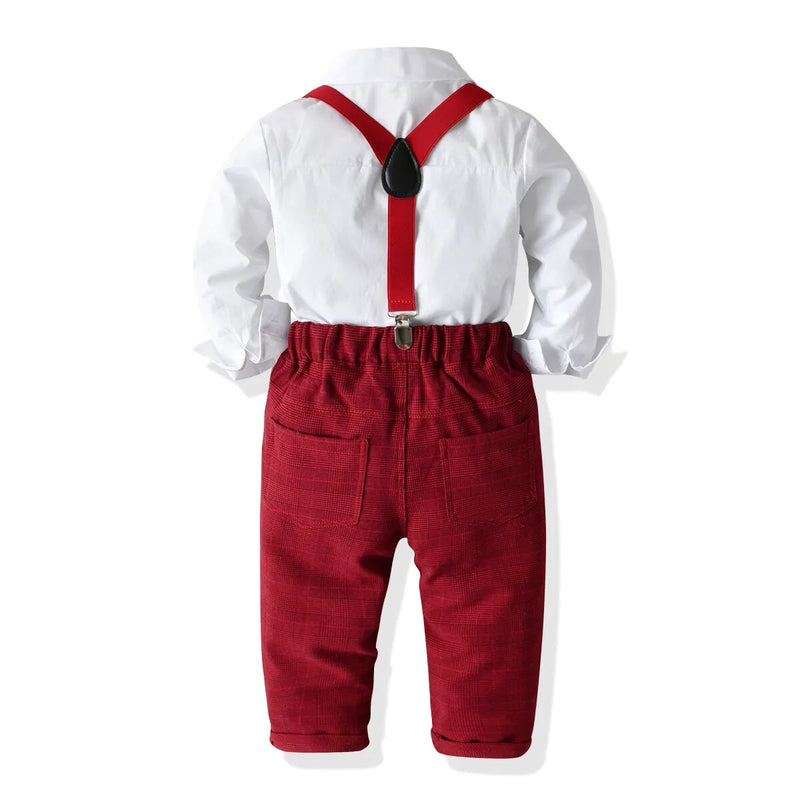 Autumn Winter Toddler Boys Clothing Set Children's Formal White Shirt Tops Kids Christmas Outfits