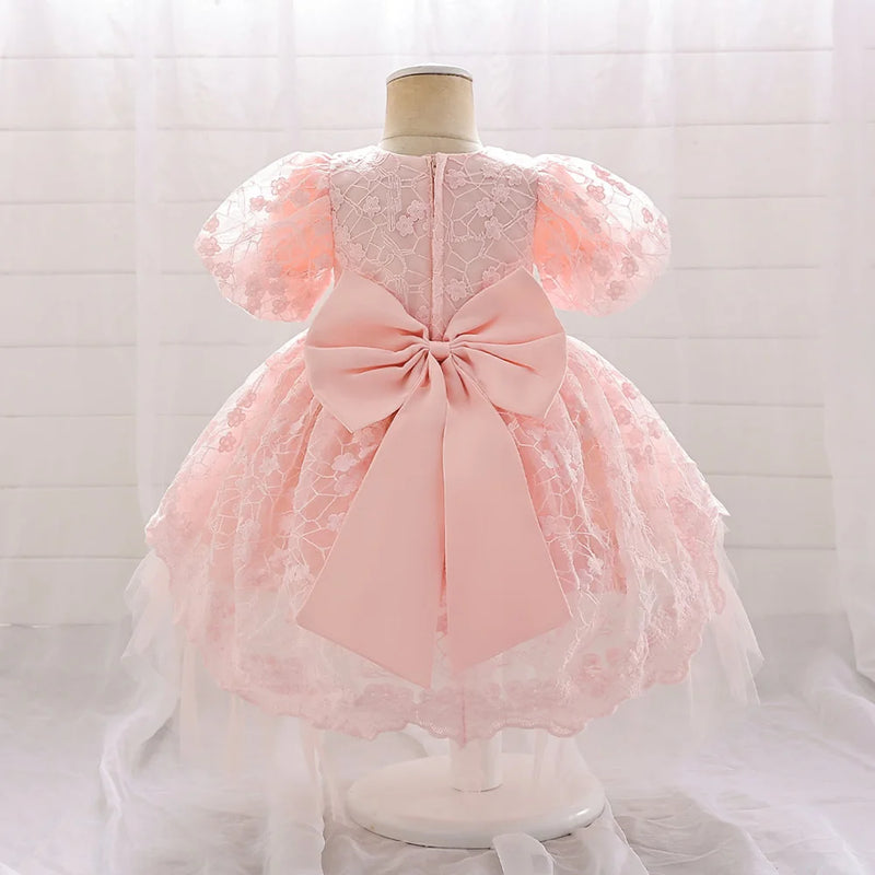 Baby Girl Dress White Tulle Birthday Baptism Girls Dresses Bow Princess Wedding Party Gown Christmas Baby Clothes