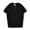 Summer Men Heavy Cotton T Shirt Solid Round Neck Short Sleeve Basic Shirt Male Leisure Knitted Henry Tshirt