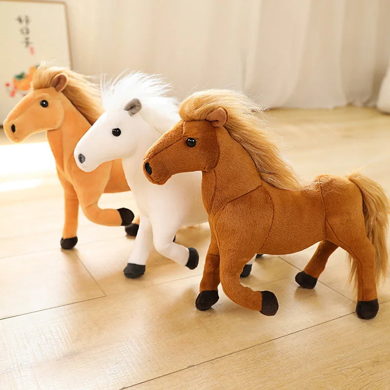 Simulation Horses Plush Toy Stuffed Soft Animal Dolls Real Life Horse Pillow for Children Kids Creative Birthday Decor Gifts