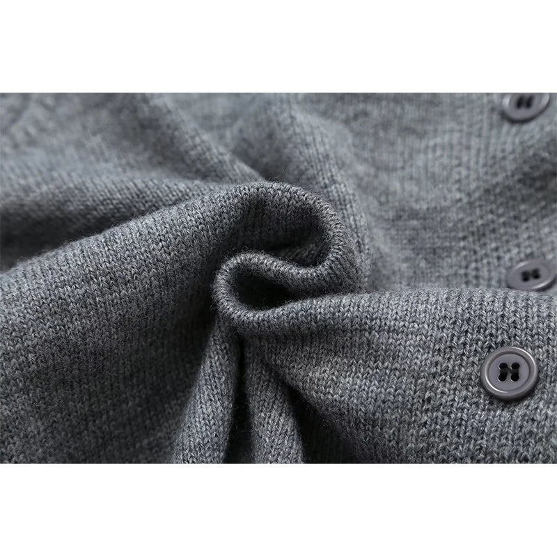 Autumn Women Front Button O Neck Long Sleeve Knit Cardigan Coat