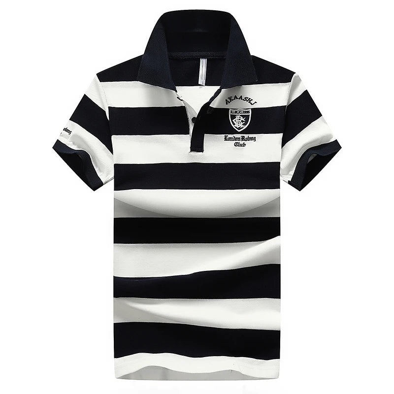 Short Sleeve Polo Shirts for Men Polo Shirt Cotton Summer Casual Business Classic Striped Polo shirt