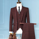 Blazer Vest Trousers Business Elegant Gentleman Plaid Slim Casual Formal Suit 3-piece