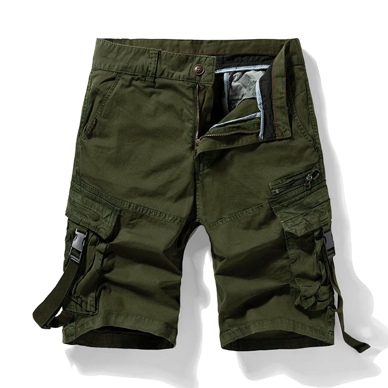 Men Cargo Shorts Summer Mens Casual Cotton Multi Pockets Shorts Outdoor Solid