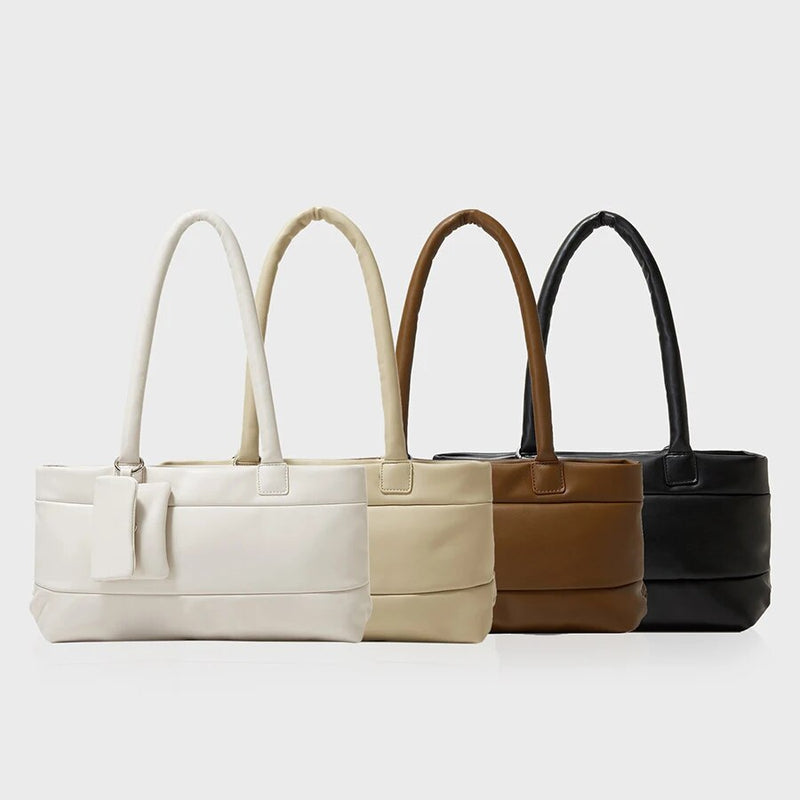 Quilted Padded Women Shoulder Bags Designer Big Handle Handbags Soft Leather Puffy Bag Underarm Tote Bag Summer