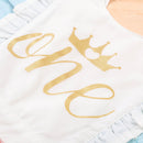 Cute Infant Baby Girl Birthday Romper Ruffle Sleeveless Golden Letter One Crown Jumpsuit Bow Fluffy Skirt