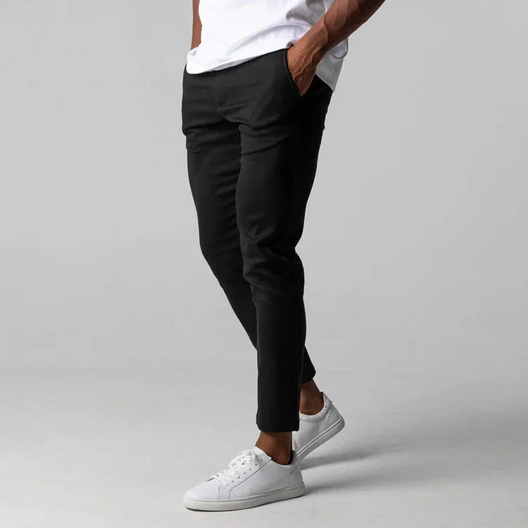 Comfortable Men Long Pants Stylish Slim Fit Ankle Length Casual Soft Breathable Fabric Mid Waist