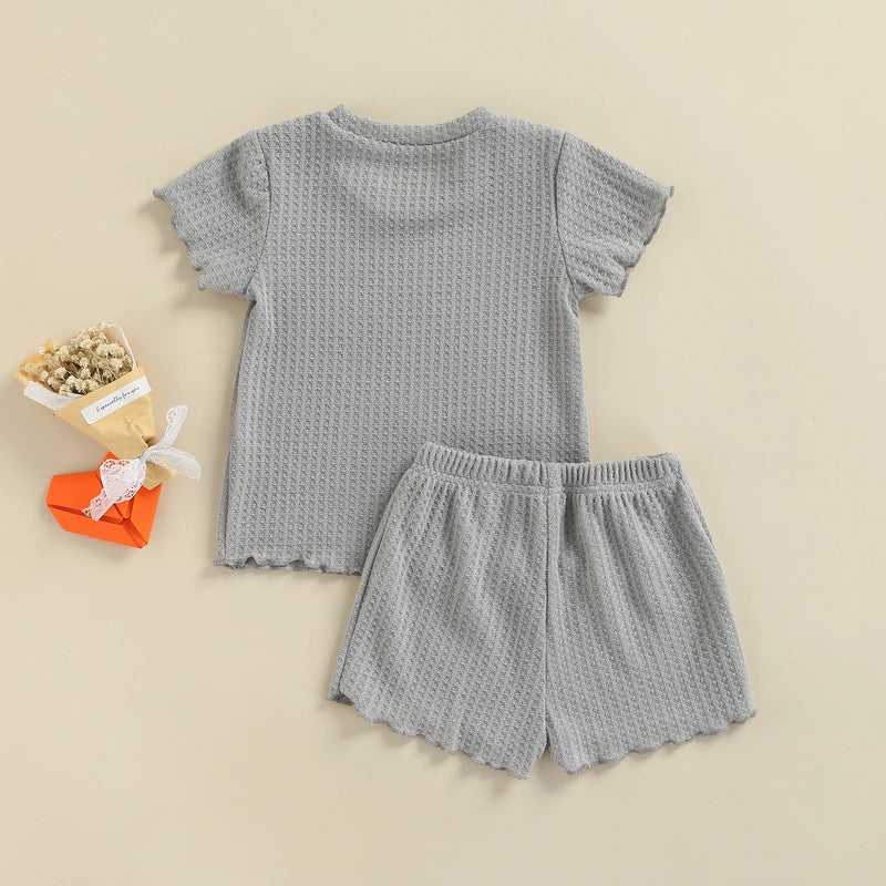 Newest Fashion Summer Kid Baby Girl Boy Clothes Set Solid Color Short Sleeve T-shirt Tops Shorts 2Pcs Outfits Clothes