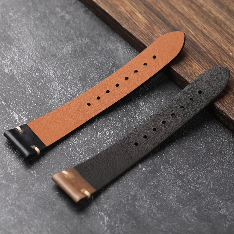 Leather Watchbands Natural Soft Wrap Handmade Leather Straps 18mm 20mm 22mm Vintage Men's Bracelet