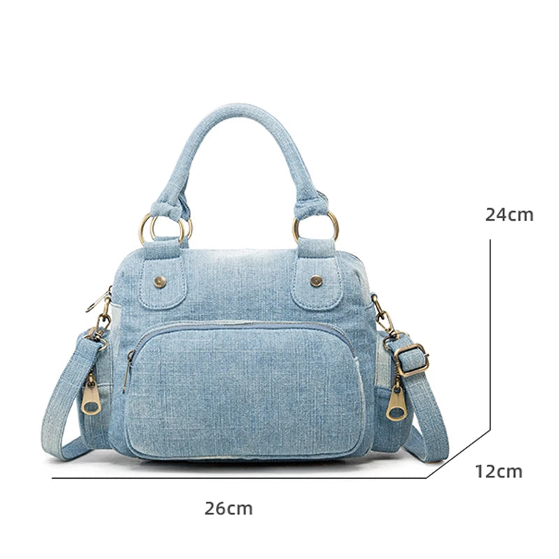 Women Crossbody Bag Quality Denim Shoulder Bag Small Handbag Adjustable Female Tote
