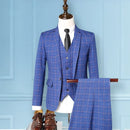Blazer Vest Trousers Business Elegant Gentleman Plaid Slim Casual Formal Suit 3-piece