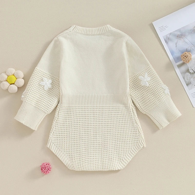 Autumn Infant Baby Girls Winter Bodysuit Long Sleeve Embroidery Sweater Jumpsuit Spring Clothes