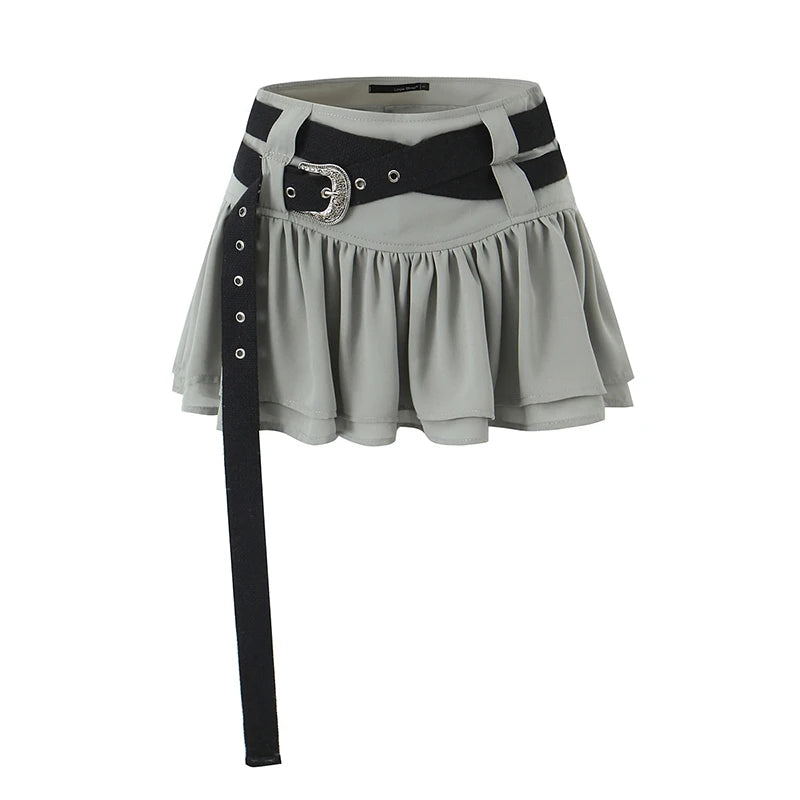 Women Sweet Folds Chiffon Mini Skirt Mid Waist Short Chic Skirts