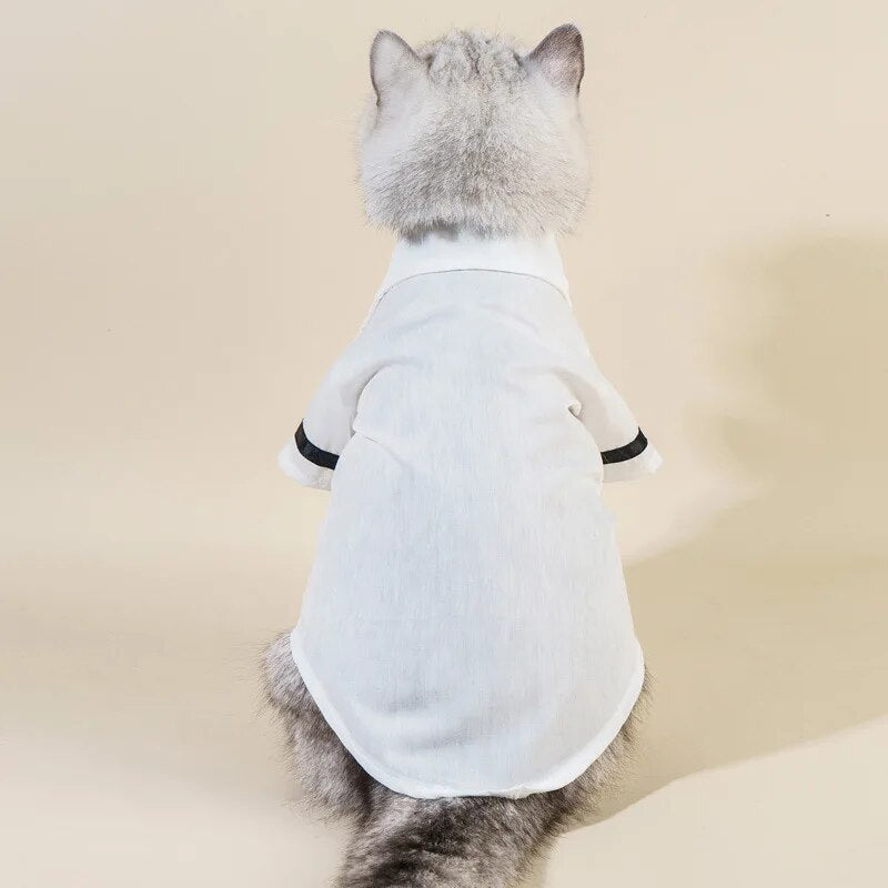 Pet Clothes Spring Summer Puppy Kitten Suit Small and Medium-sized Dog White Thin Shirt Bowtie Set