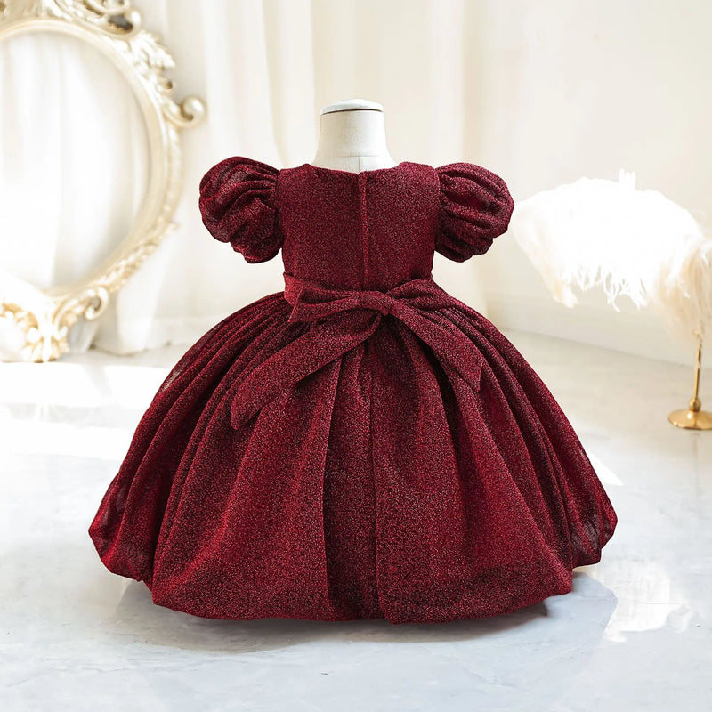 Toddler Baby Luxury Party Wedding Dress Child's First Birthday Princess Dresses For Girls Kid's Shiny Bridemaid Ball Gown