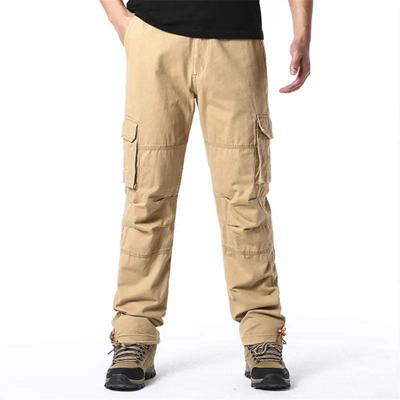 Men's Outdoor Sports Jogging Military Tactical Pants Elastic Waist Pure Cotton Casual Work Pants