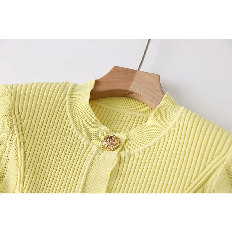 Long Sleeve Spring Knitted Sweater Casual Style Short Women Tops