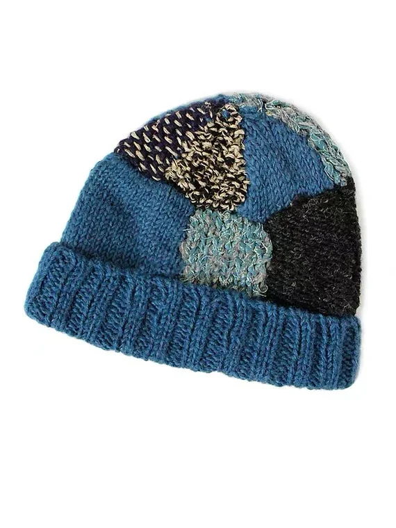 Autumn Knitting Hats Hand Woven Patchwork Pattern Personalized Wool Caps