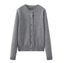 Autumn Women Front Button O Neck Long Sleeve Knit Cardigan Coat