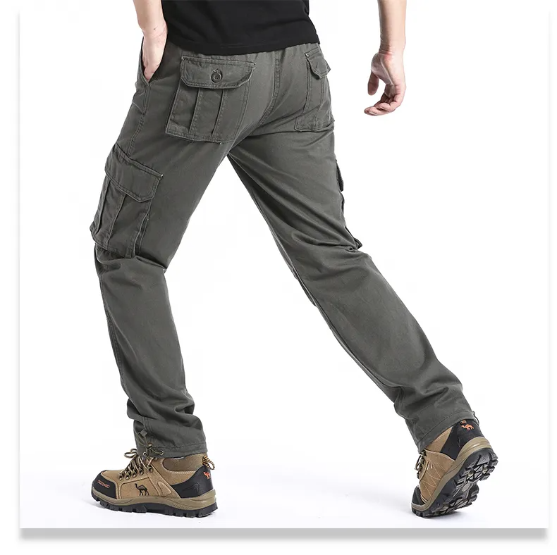Men's Outdoor Sports Jogging Military Tactical Pants Elastic Waist Pure Cotton Casual Work Pants
