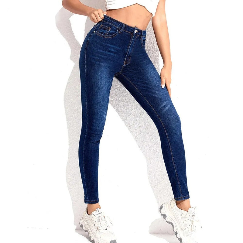 Blue High Waisted Skinny Jeans Woman Ultra Stretchy Denim Pants Jeans For Women Clothing
