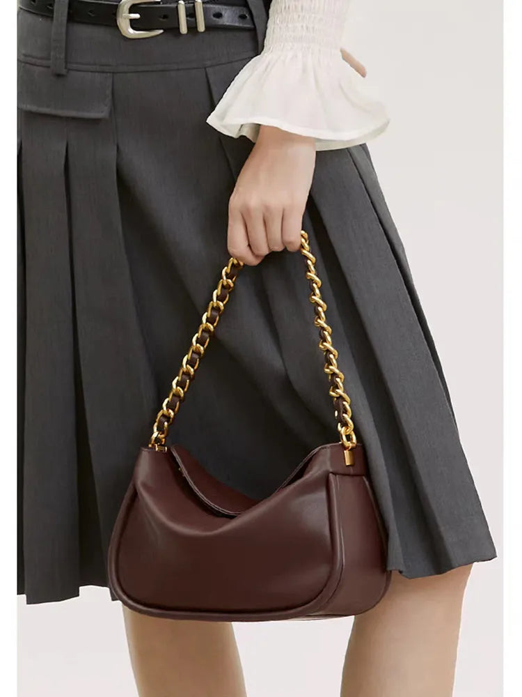 Simple Unique Genuine Leather Bag Handbag Real Leather Women Tote Shoulder Crossbody