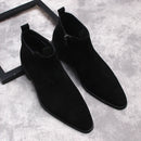 Boots Men Winter Shoe Genuine Ankle Formal Dress Man Boot Side Zipper Italy Chelsea Boots Men