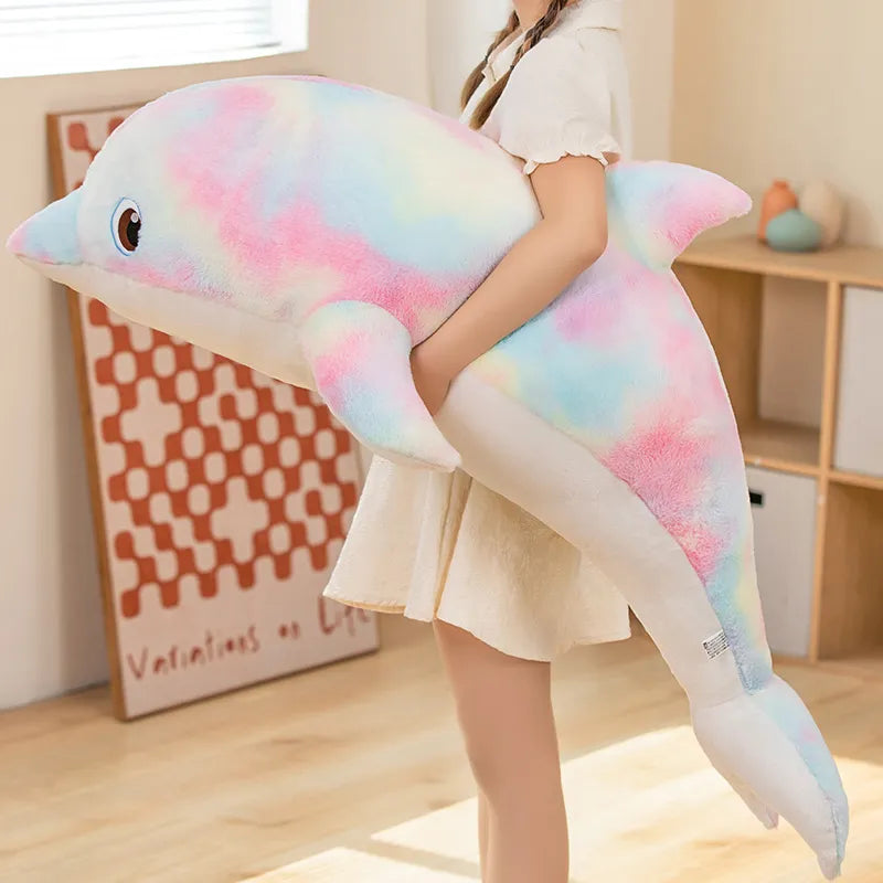 50-130cm Cute Dolphin Plush Toys Giant Size Sea Pillow Stuffed Soft Cushion Sleeping Dolls for Christmas Gifts