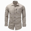 Men Outdoor Cargo Shirts Man Multi Pockets Loose Shirts Casual Shirts