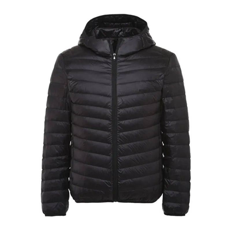 Warm Men Casual Hooded White Duck Down Jacket Thin and Light Men Down Coats