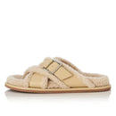 Autumn Winter Product Leather Flat Bottom Cross Belt Women Furniture Outdoor Warm Plush Slippers