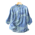 Women Blouse Shirts Oversized Casual Beach Holiday Lady Spring Autumn 3/4 Sleeve Tops