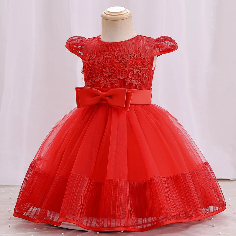 Toddler Baby Girl Embroidered Tutu Ball Gown Mesh Kids Lace Bridesmaid Dresses Christmas Party Wear