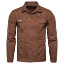 Denim Casual Jacket Solid Single Breasted Patch Pocket Jacket Clothing Leather Jacket Clothing