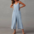 Women's Solid Sleeveless Pockets Playsuit Ladies Casual Rompers Jumpsuits Clothing