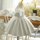 Baby Girl Princess Pearl Neck Dress Puff Sleeve Infant Toddler Child Frocks