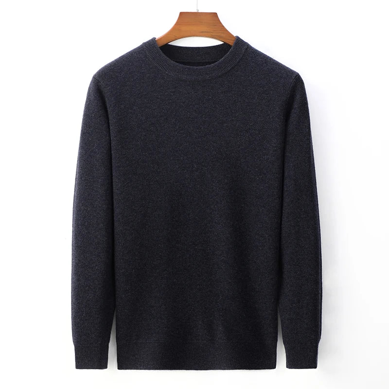Wool Men Smart Casual Knit Pullovers Autumn and Winter Thicken Warm Men Solid Knitted Sweater