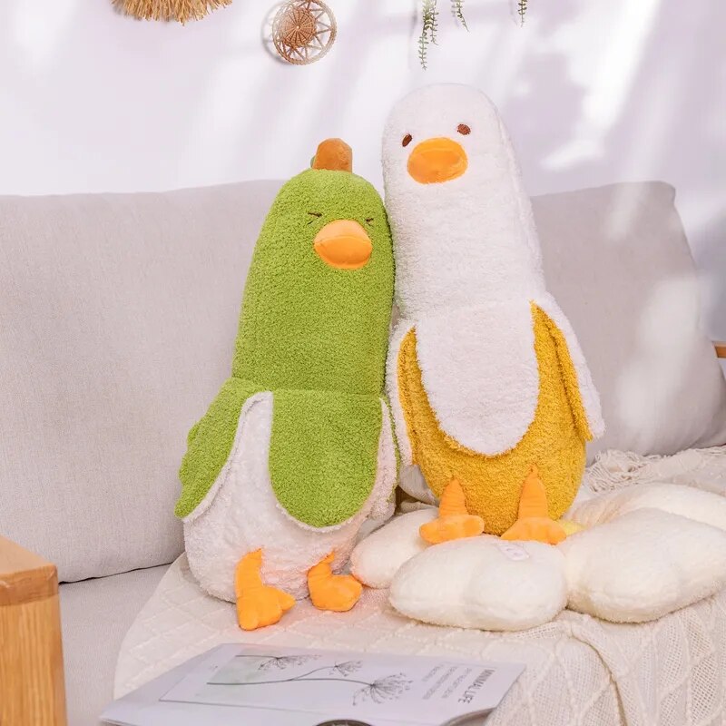 Long Pillow Banana and Duck Make Friend Funny Plush Hug Soft Stuffed Animal Plushie Toy Decor Cushion Cute Gift for Kid Birthday