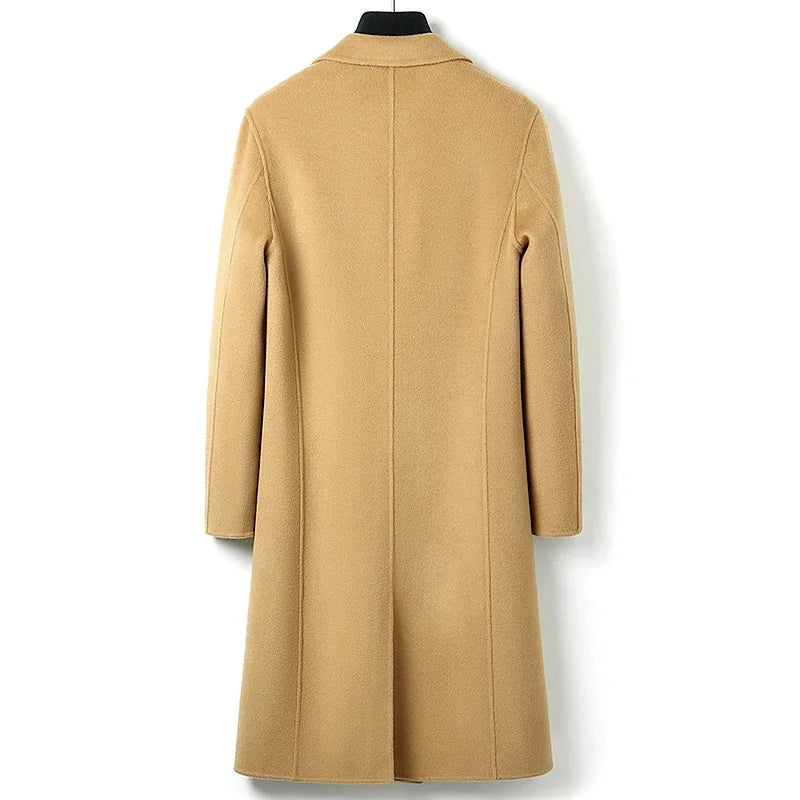 Double Faced Cashmere Men Coats Slim Super Long Jacket Male Fall Winter Trench Coat Clothing