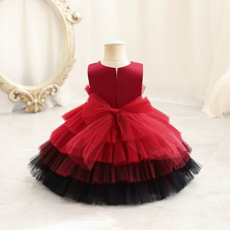 Children's wear baby's first birthday party dress color matching gradient Lace Princess Baby Girl Christmas Party Prom Dress