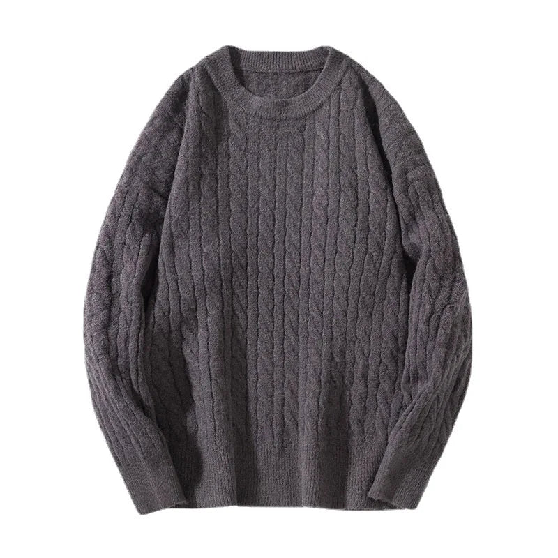 Vintage Casual Knitted Sweater Men Thick Warm Loose Pullover Jumper Knit Winter Sweater