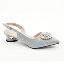 Shoe and Bag Luxury Full Italian Shoes and Bags Matching Set Decorated with Rhinestone